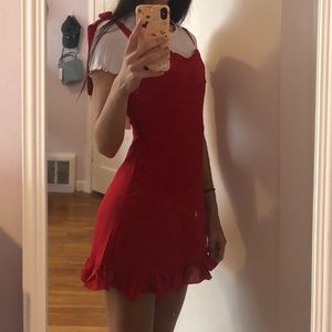 Red dress with bow straps